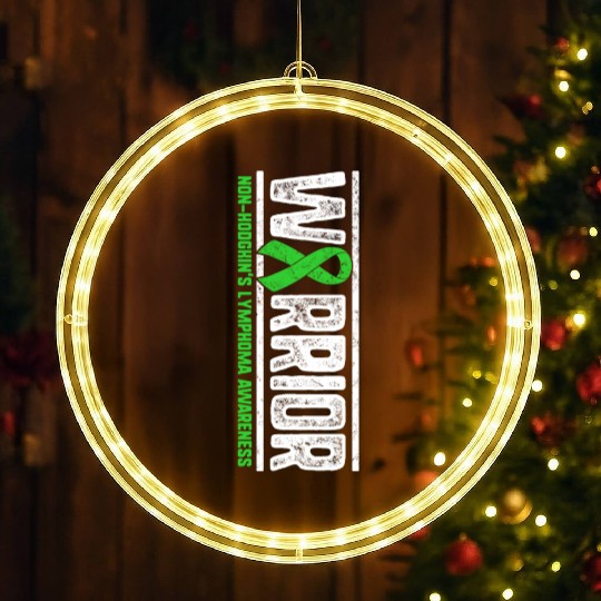 Non Hodgkins Lymphoma Warrior Heart Ribbon Lime LED Christmas Window Lights