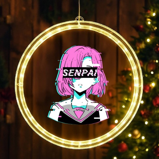 Aesthetic Vaporwave Anime Girl - Notice Me Senpai LED Christmas Window Lights