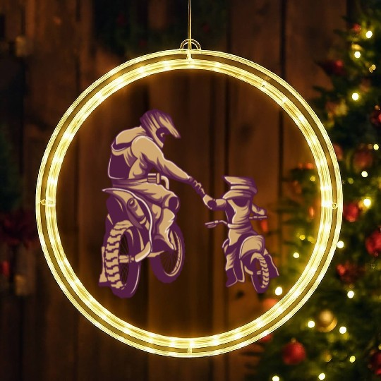 Title: Motocross Dirt Bike Fathers Day LED Christmas Window Lights