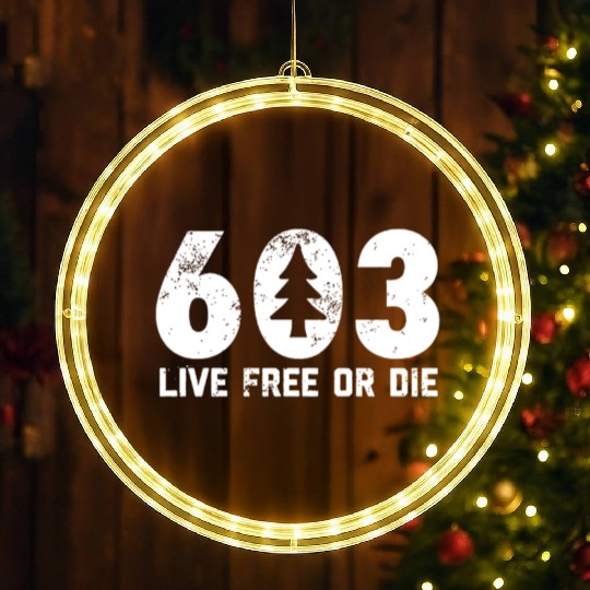 Live Free or Die 603 tree New Hampshire LED Christmas Window Lights