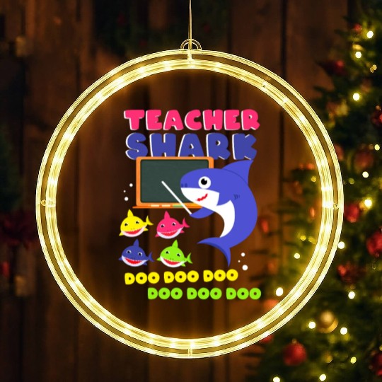 Funny Teacher Shark Preschool Teacher LED Christmas Window Lights