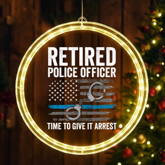 Police Retirement LED Christmas Window Lights Retired Police Officer