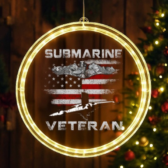 Vintage US Navy Submarine Service Veteran LED Christmas Window Lights