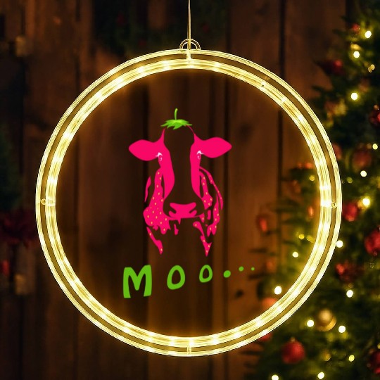 Strawberry cow, Strawberry cow pink, pink cow LED Christmas Window Lights