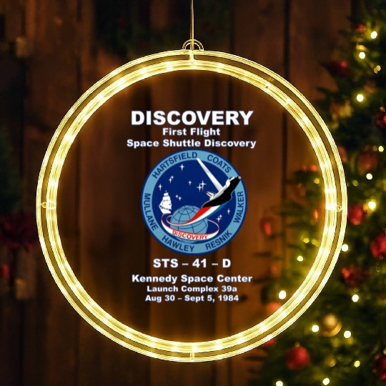 NASA Space Shuttle STS-41-D Vintage Crew LED Christmas Window Lights