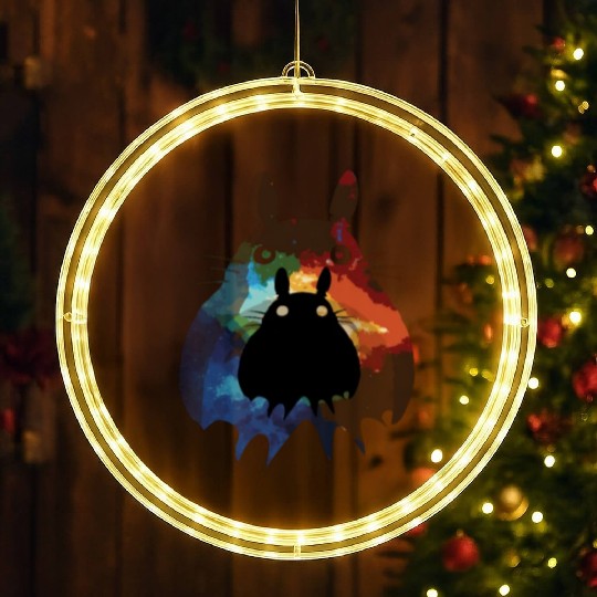 Totoro Watercolor Silhouette Fantasy Fictional LED Christmas Window Lights