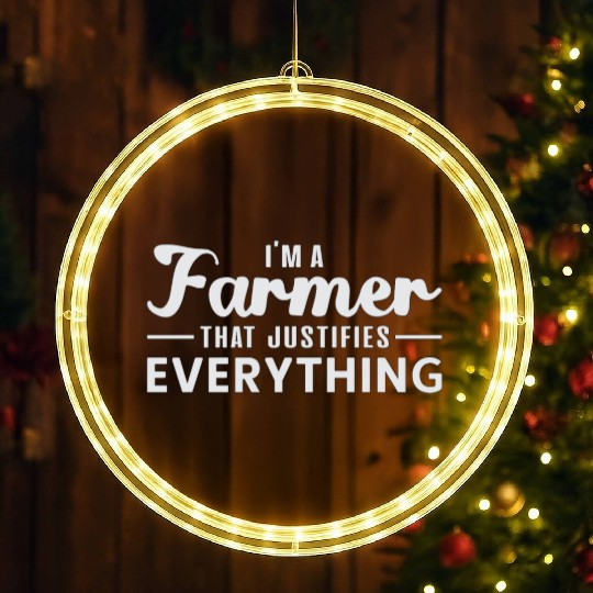 Farm Farmer Farming Funny Agriculture Tractor Gift LED Christmas Window Lights