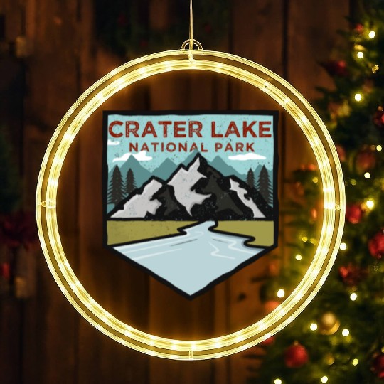 Retro Vintage Crater Lake National Park Gift LED Christmas Window Lights