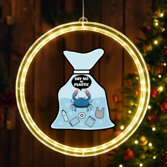 Say No To Plastic Crab Vinyl Best Friend Gift LED Christmas Window Lights