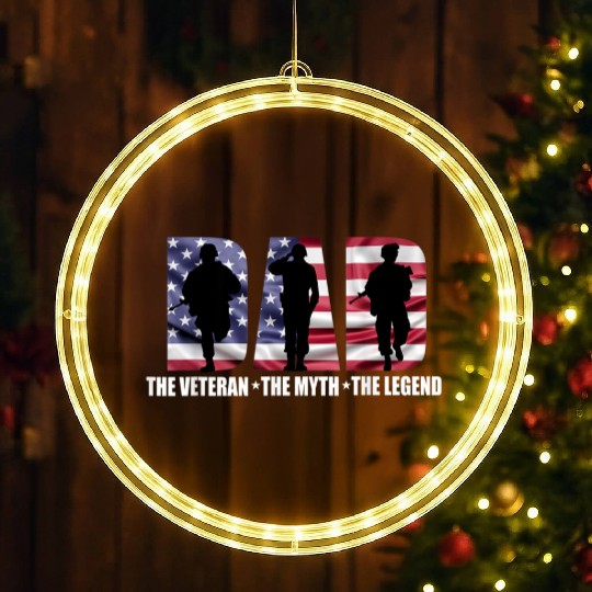 Dad The Veteran The Myth The Legend - Father's Day LED Christmas Window Lights