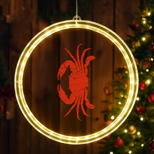 Funny Red Crab Side Walking Crabs Lover Crabbing S LED Christmas Window Lights