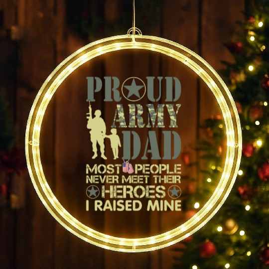 Proud Army National Guard Dad American Flag LED Christmas Window Lights