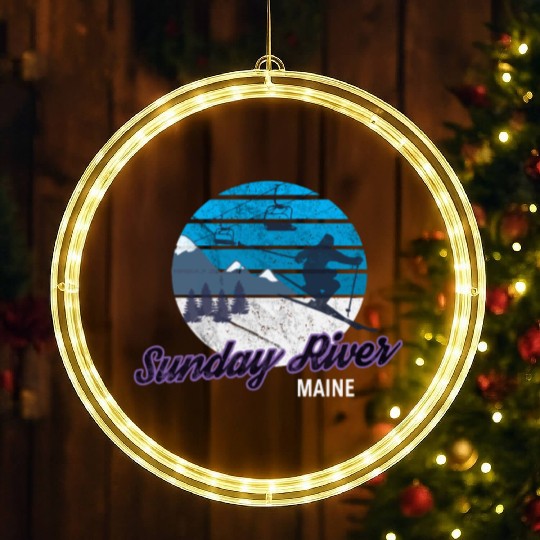 Sunday River Newry Maine New England Ski Snowboard LED Christmas Window Lights