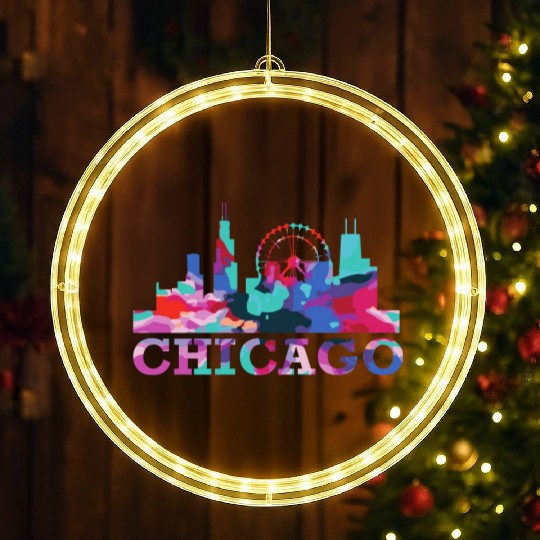 Chicago Skyline Impression US Souvenir Gift Idea LED Christmas Window Lights