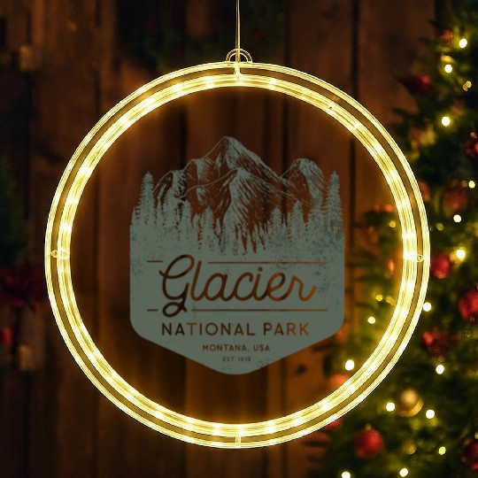 Glacier National Park Hiking Montana LED Christmas Window Lights