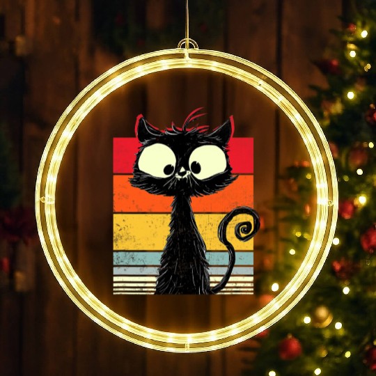 Funny Vintage Cat Black Cat Cat Owner Gift Retr LED Christmas Window Lights
