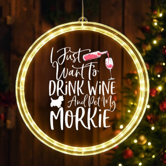 Wine and Morkie LED Christmas Window Lights Funny Dog Mom or Dog Dad