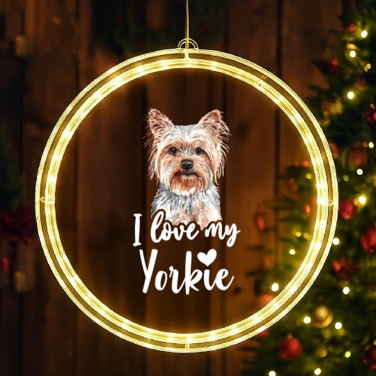 Yorkshire Terrier I Love My Yorkie funny saying LED Christmas Window Lights