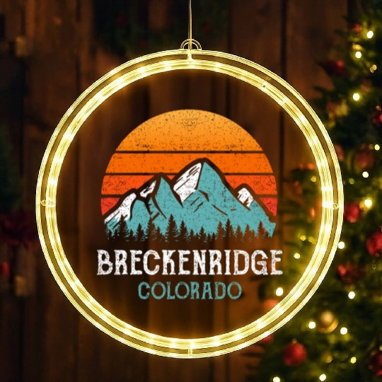 Vintage Breckenridge LED Christmas Window Lights Retro Sun Mountains
