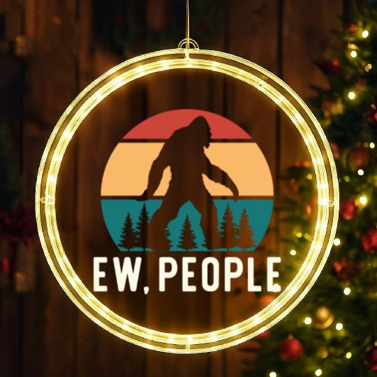 Bigfoot Ew People Sasquatch Gift LED Christmas Window Lights