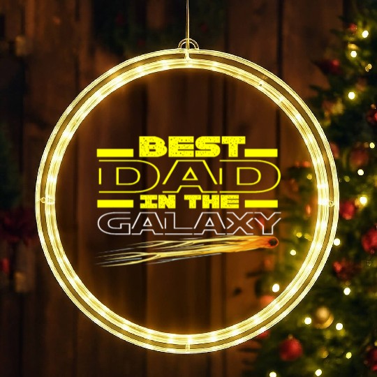 Best Dad in the Galaxy with Comet LED Christmas Window Lights