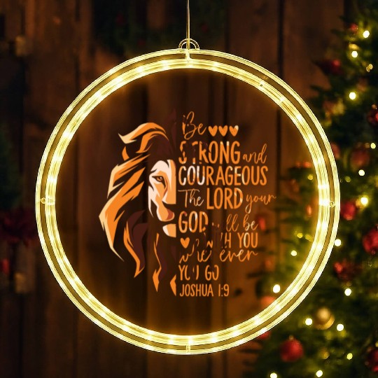 Christian Bible Verse Joshua 1:9 Lion LED Christmas Window Lights