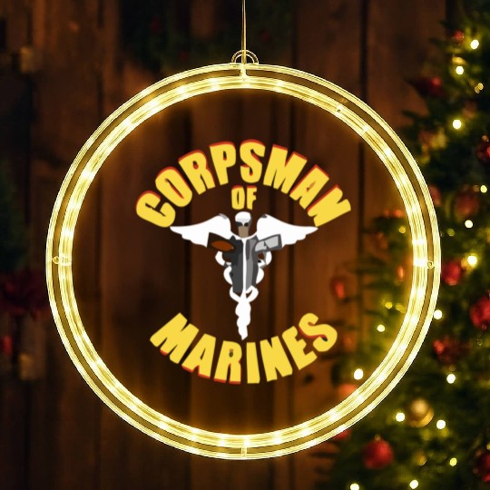 Us Navy Corpsman 8404 Fmf Veteran Front & Back Des LED Christmas Window Lights
