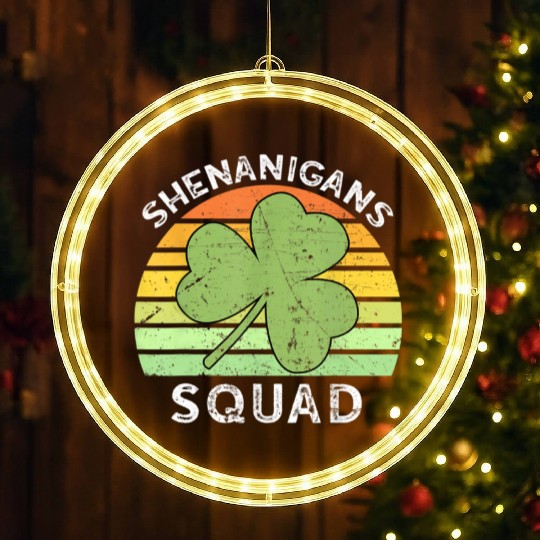 Shenanigans Squad Matching Vintage St Patricks Day LED Christmas Window Lights