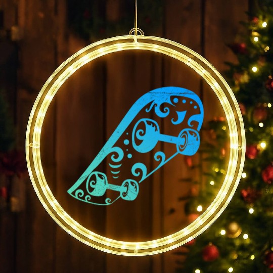 Maori Skateboard Lover T Tattoo Gift Idea LED Christmas Window Lights