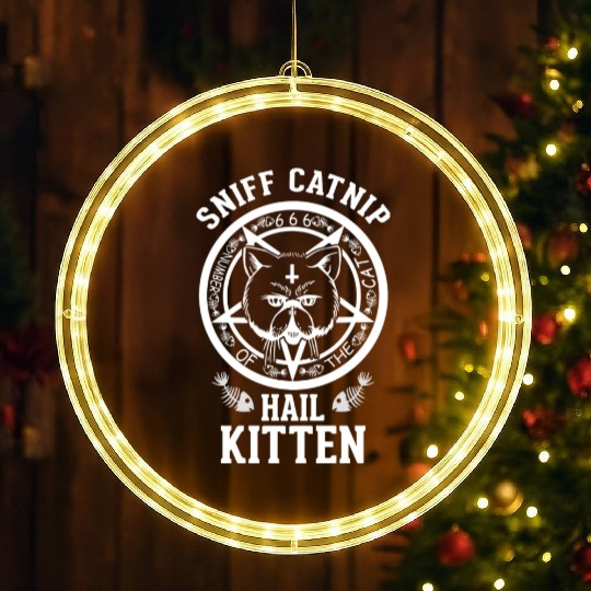 High Cat Sniff Catnip Hail Kitten LED Christmas Window Lights