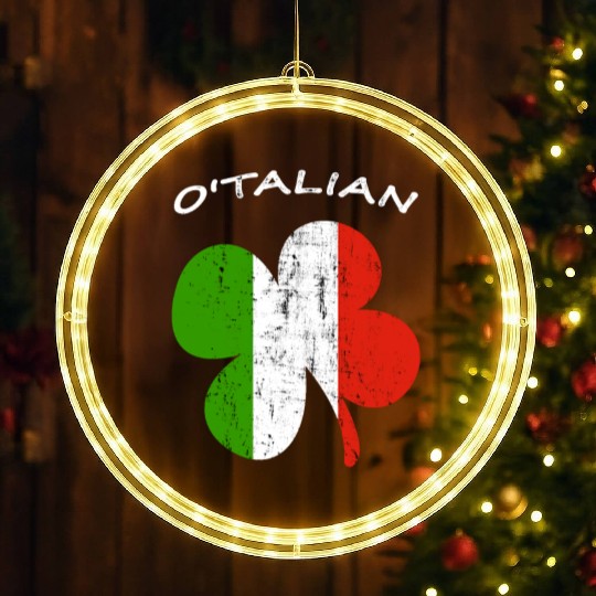 O'talian Funny Italian Irish, St Patricks Day LED Christmas Window Lights