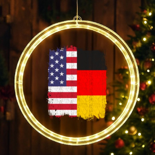 German American US Flag Germany LED Christmas Window Lights
