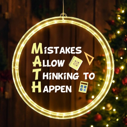 Mistakes Allow Thinking To Happen Funny Math LED Christmas Window Lights