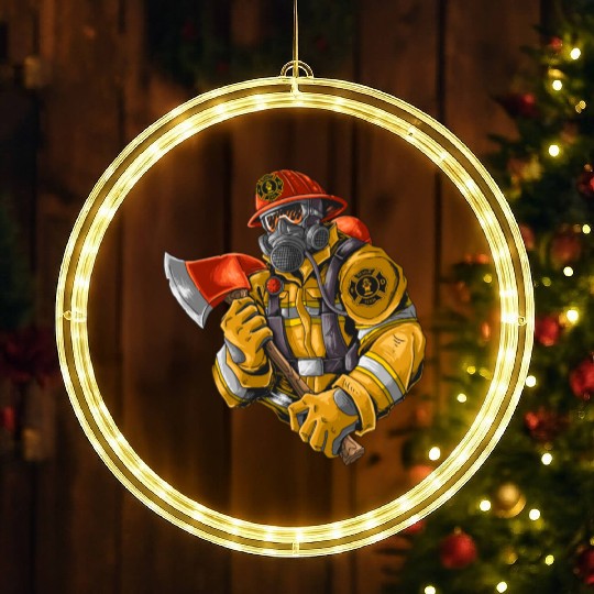 firefighter fire brigade fire station blueish use LED Christmas Window Lights