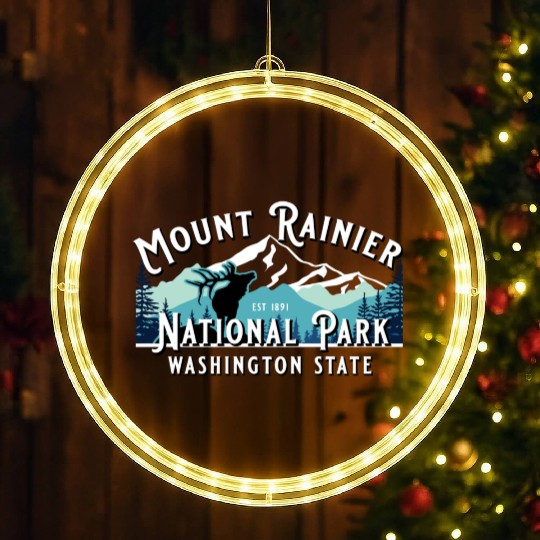 Vintage Mount Rainier National Park Washington Sou LED Christmas Window Lights