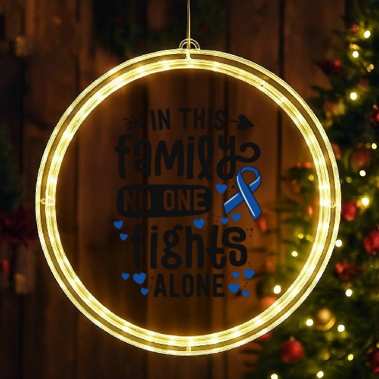 In This Family No One Fights Alone Colon Cancer LED Christmas Window Lights