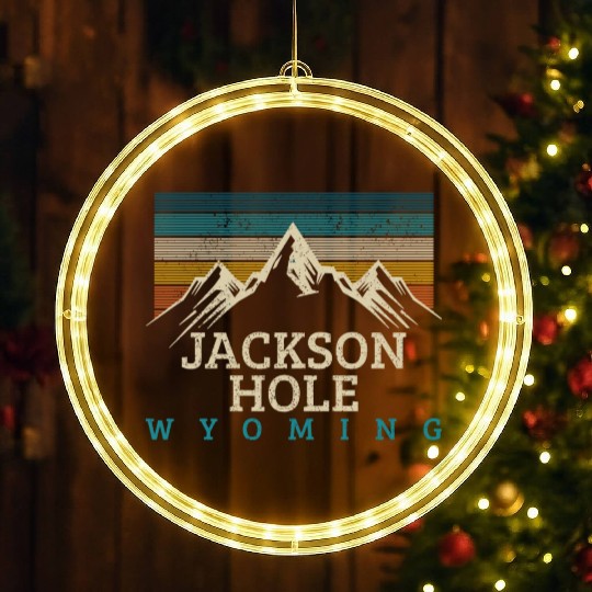 Jackson Hole Wyoming Vintage Mountains Nature Souv LED Christmas Window Lights