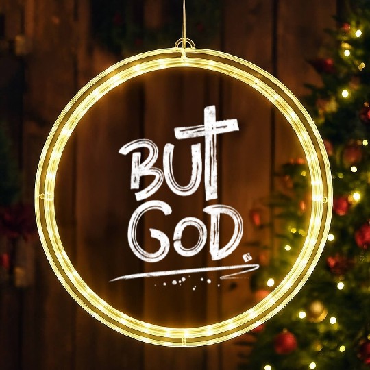 But God Cross Christian LED Christmas Window Lights