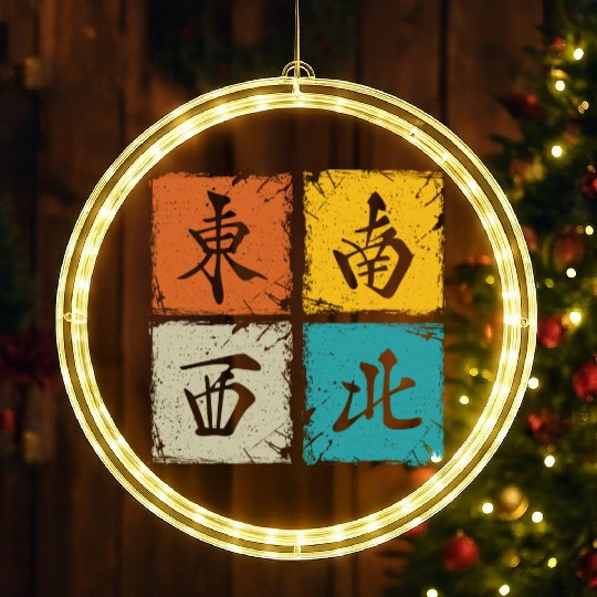 Four winds retro squares cool mahjong gift LED Christmas Window Lights