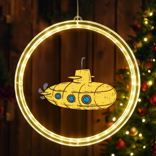 Us Navy Yellow Cartoon Submarine Cute Submariner B LED Christmas Window Lights