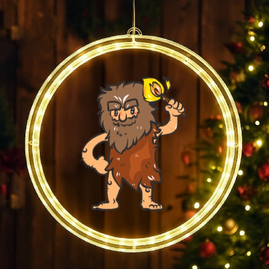 Caveman with Torch LED Christmas Window Lights