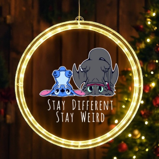 Stay Different Stay Weird Toothless And Stitch LED Christmas Window Lights