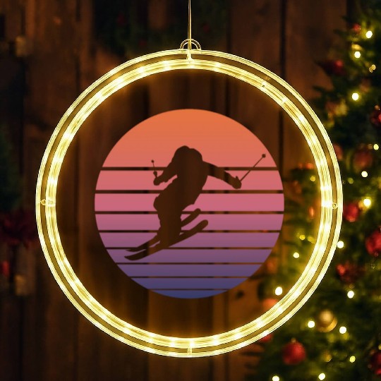 Ski Skier Winter Sports Skiing Retro Gift LED Christmas Window Lights