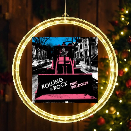 Pink Bulldozer / Rolling Rock LED Christmas Window Lights