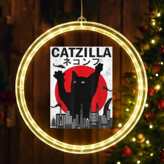 Vintage Catzilla Japanese Sunset Style LED Christmas Window Lights