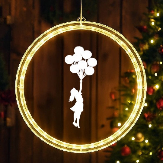 Banksy Girl with balloons. LED Christmas Window Lights