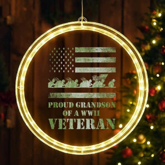 World War 2 Ii 80th Anniversary Proud Grandson Of LED Christmas Window Lights