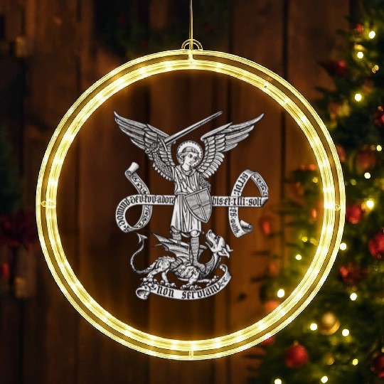 Saint St Michael Catholic Archangel Angel Defender LED Christmas Window Lights