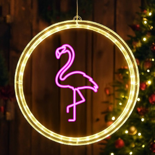 Neon Flamingo LED Christmas Window Lights