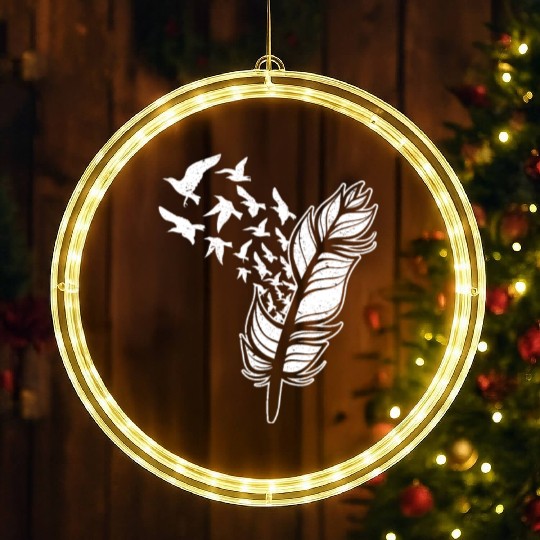 White Doves Feather Peace Freedom Media Writer LED Christmas Window Lights